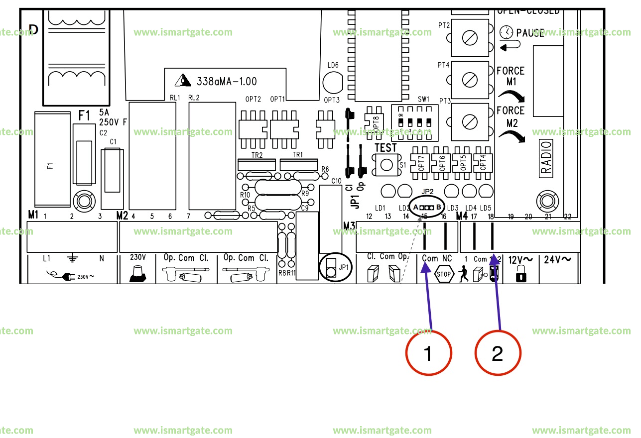 Wiring diagram for LiftMaster ECO400K