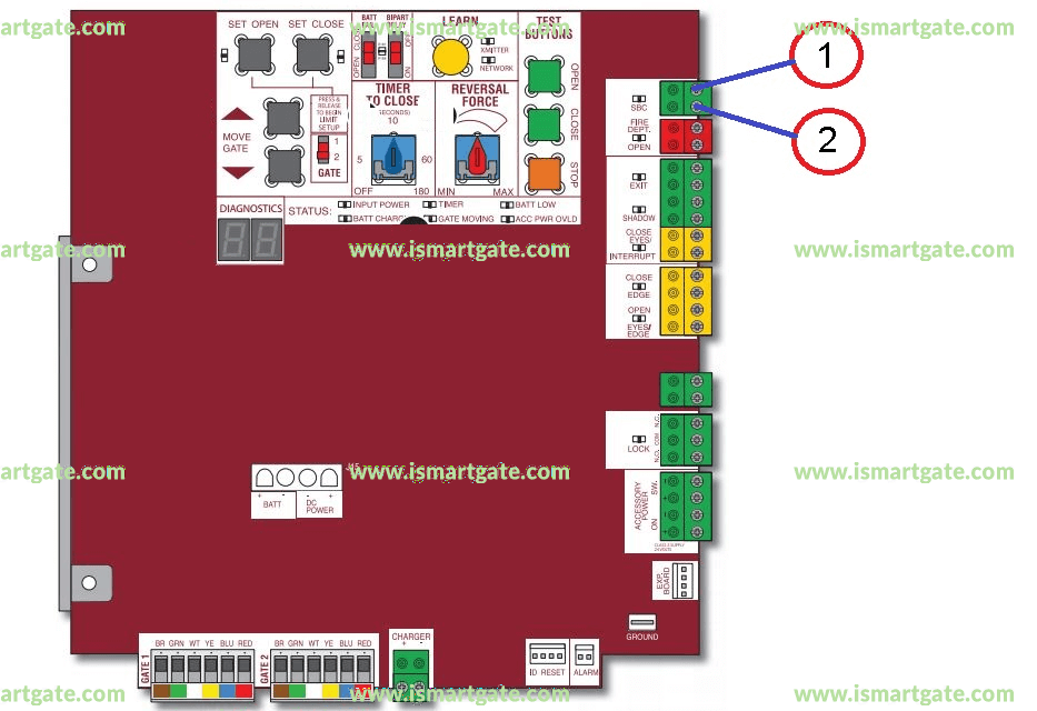 Wiring diagram for LiftMaster LA400DCS