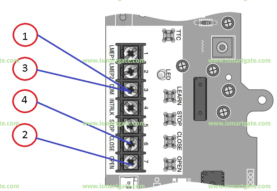 Wiring diagram for LiftMaster MGJ5011U