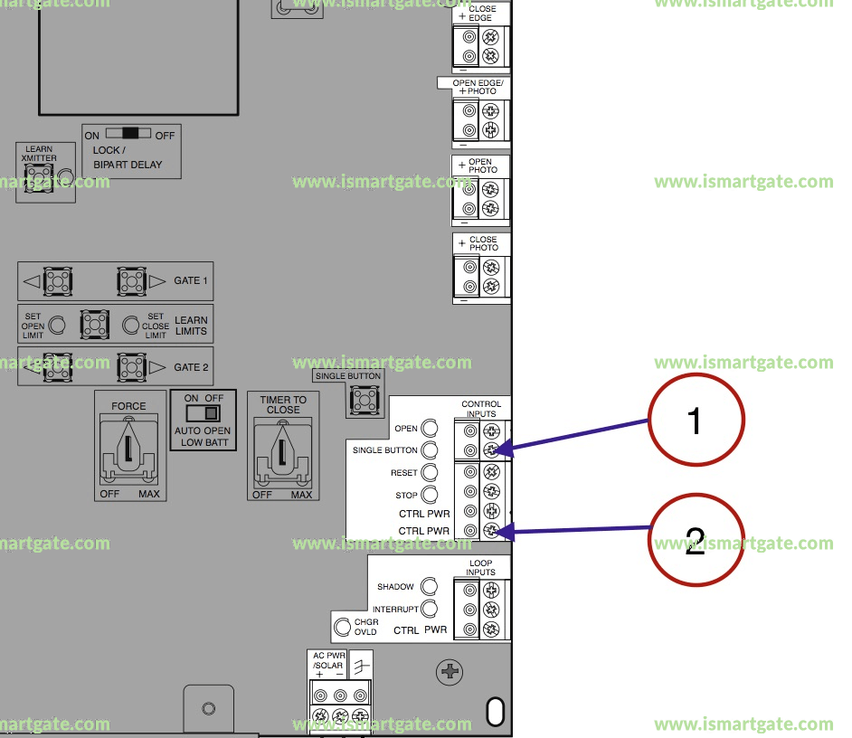 Wiring diagram for LiftMaster RSL12V