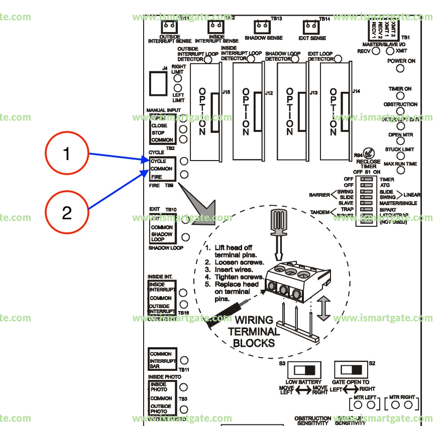 Ledningsdiagram for LiftMaster SL1000