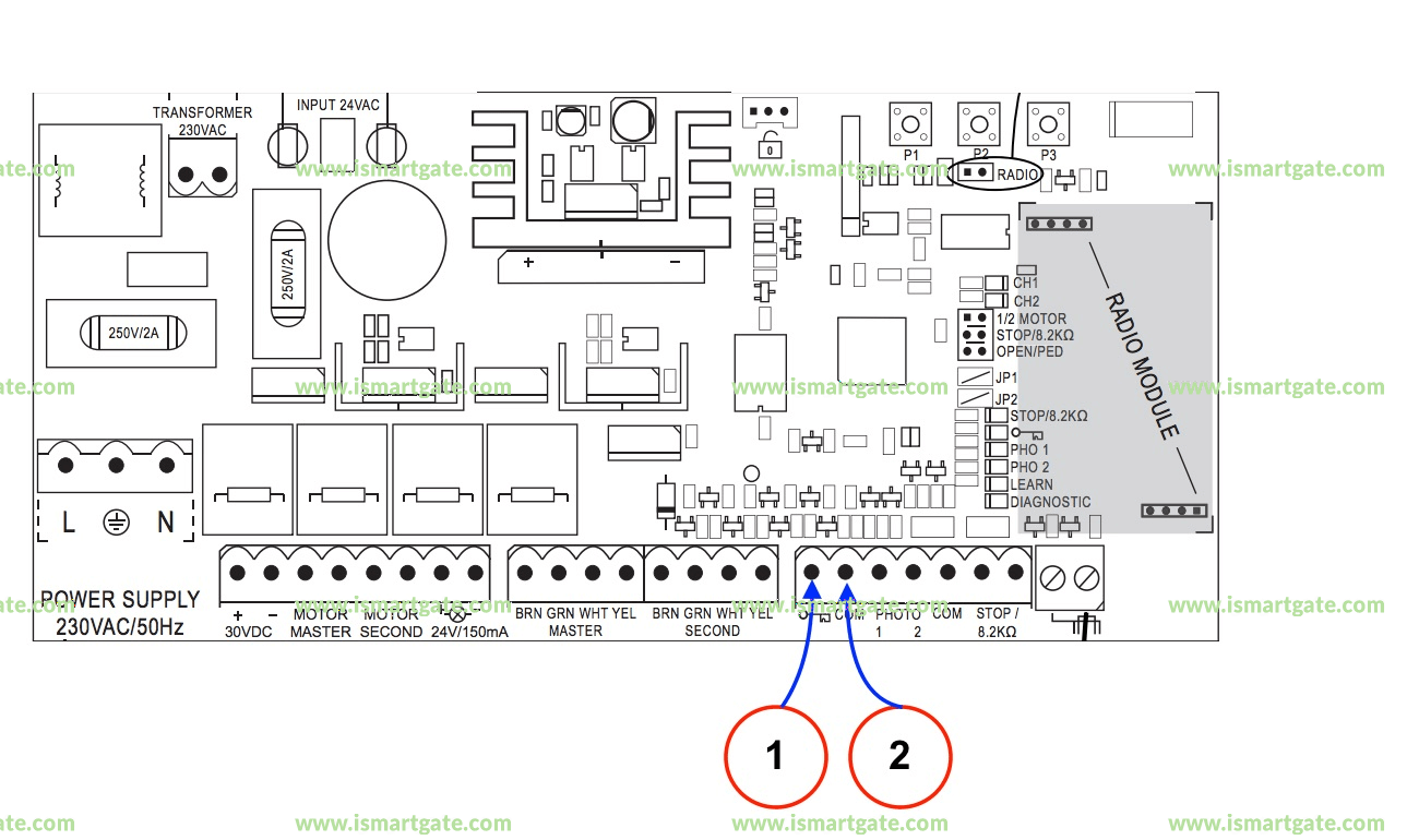 Wiring diagram for Chamberlain TPD10-05