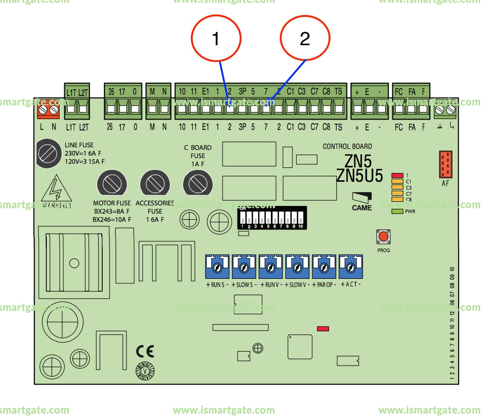 Wiring diagram for CAME BX241