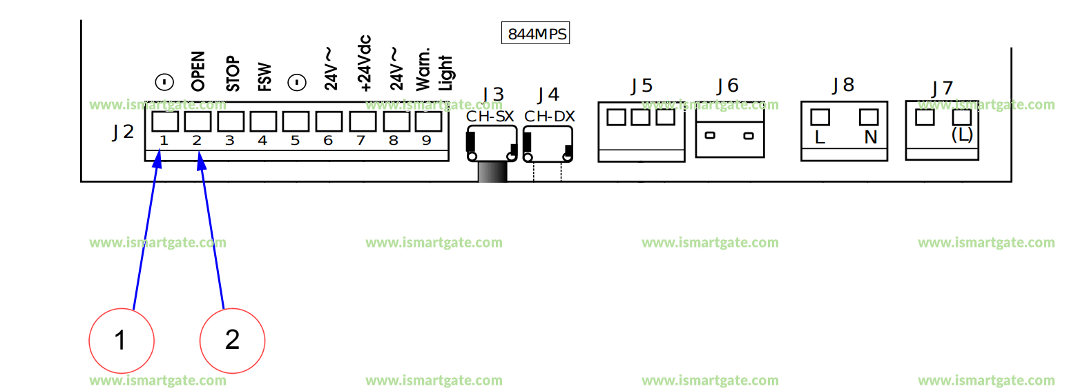 Wiring diagram for FAAC 844 R RT