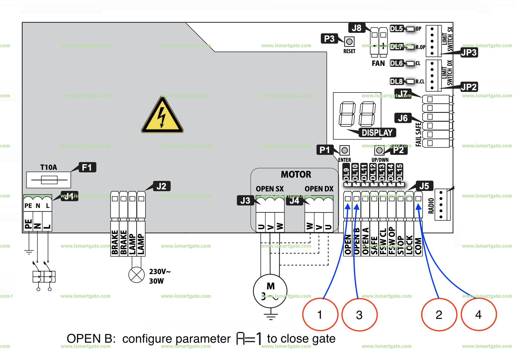 Wiring diagram for FAAC C851