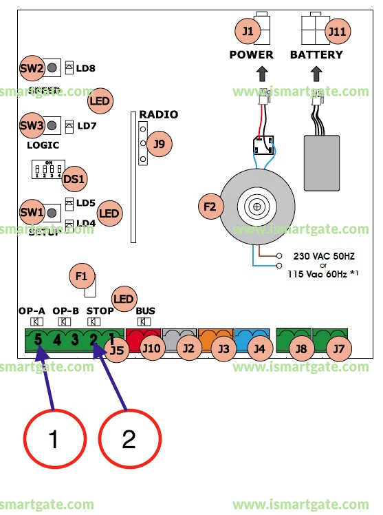 Wiring diagram for FAAC E024S