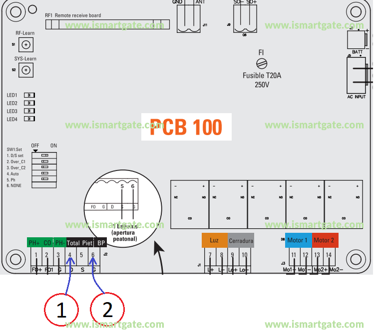 Wiring diagram for SCS Sentinel OpenGate 1