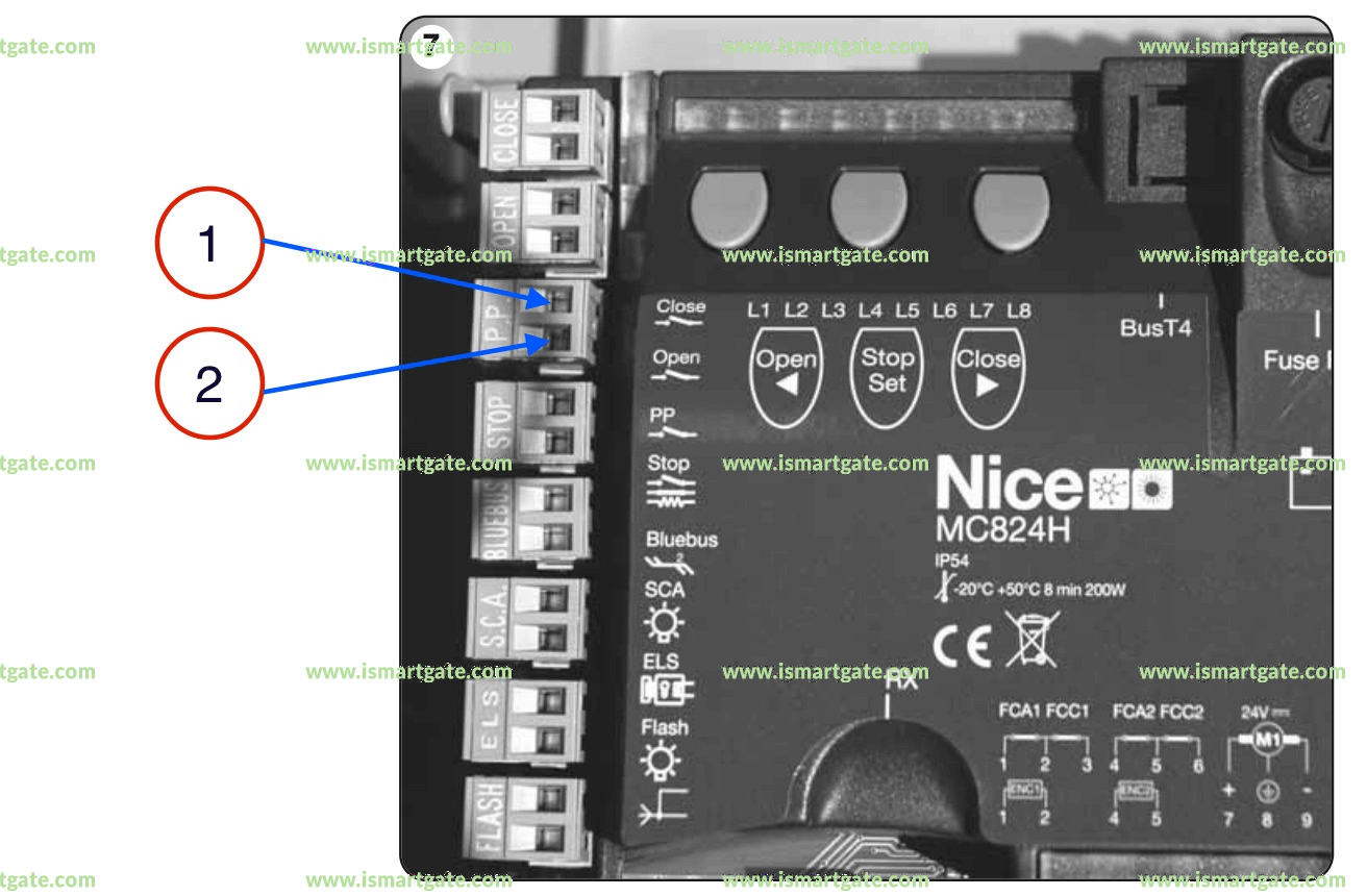 Wiring diagram for Nice MC824H