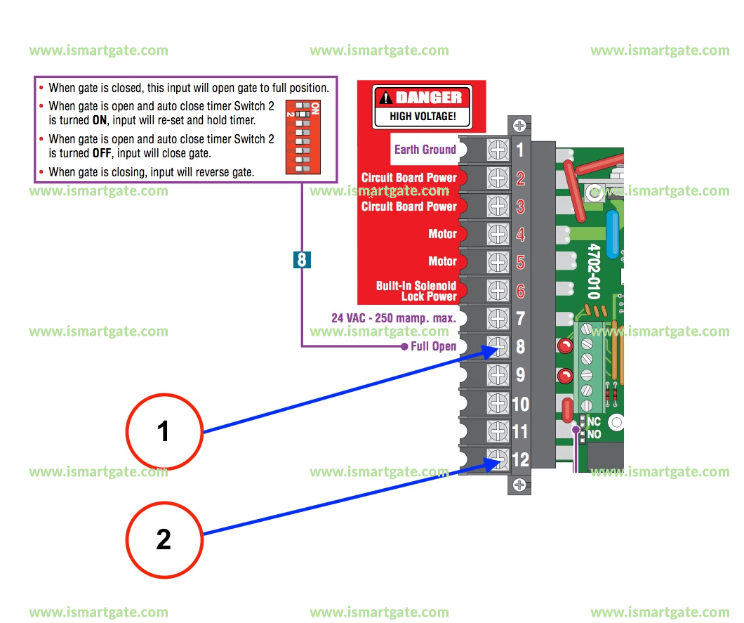 Διάγραμμα καλωδίωσης για το DoorKing DKS 9050