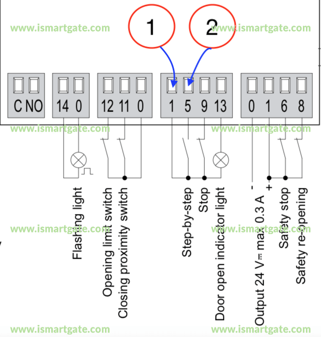 Wiring diagram for DITEC E1HBOX