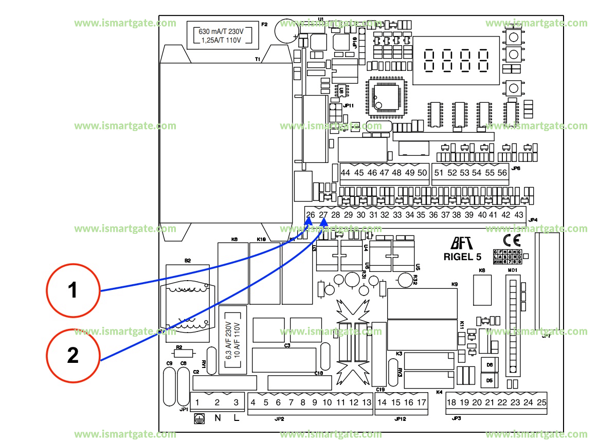 Wiring diagram for BFT Rigel5