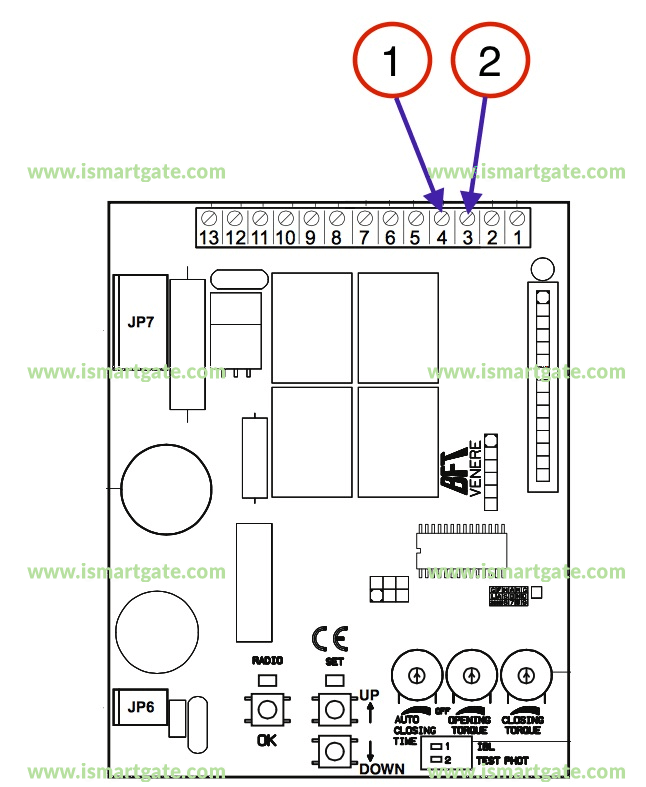 Wiring diagram for BFT Tiziano