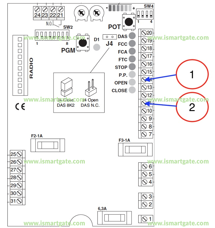 BENINCA MS4 için bağlantı şeması