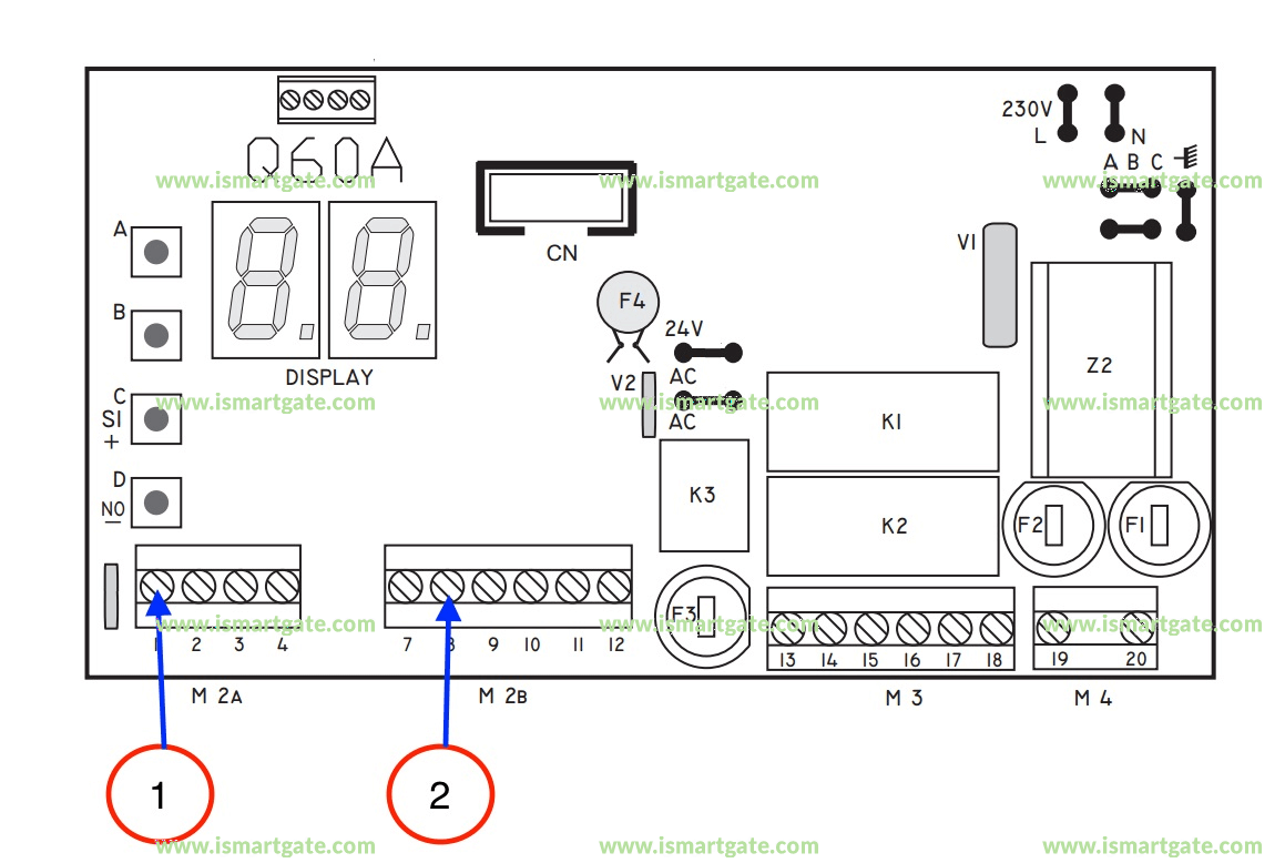 Wiring diagram for PROTECO Q60A-R