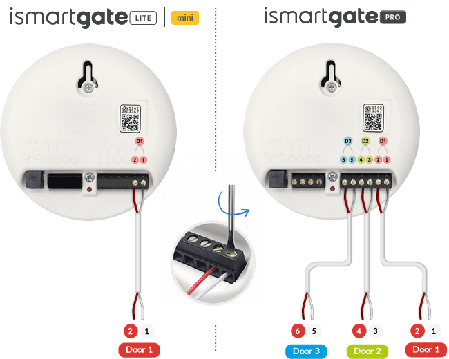 Wiring, connections diagram for iSmartgate Lite, Mini, Pro - Smart Garage Door & Gate Openers