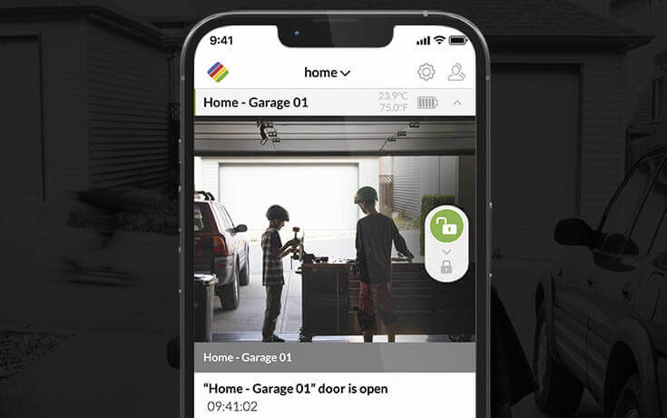 Secure smart garage door video camera integration app - Smart gate opener compatible with camera