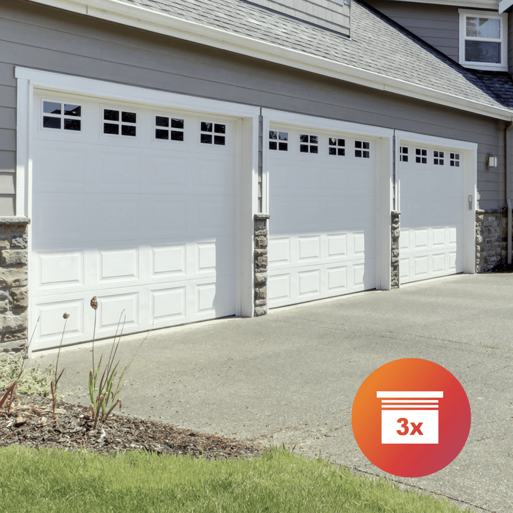 Control up to three garage doors and/or gates with one device